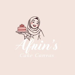 A luxurious and attractive line-style logo design for a bakery named 'Afrin's Cake Canvas'