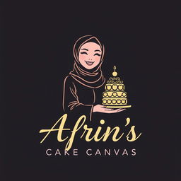 A luxurious and attractive line-style logo for a bakery named 'Afrin's Cake Canvas'