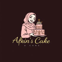 A luxurious and attractive line-style logo for a bakery named 'Afrin's Cake Canvas'