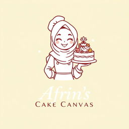 A luxury and attractive line-style logo for a bakery named 'Afrin's Cake Canvas'