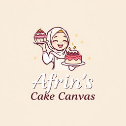 A luxury and attractive line-style logo for a bakery named 'Afrin's Cake Canvas'
