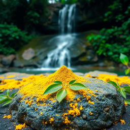 A serene and beautiful green scenery filled with lush foliage in the background