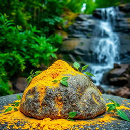 A serene and beautiful green scenery filled with lush foliage in the background