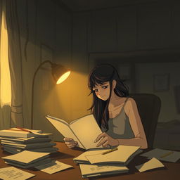 A soft music tune is playing in a dimly lit room with an atmosphere of melancholy