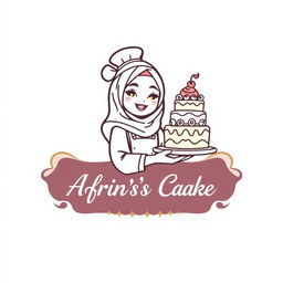 A luxurious and attractive line-style logo for a bakery named 'Afrin's Cake Canvas'