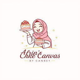 A luxurious and attractive line-style logo for a bakery named 'Afrin's Cake Canvas'