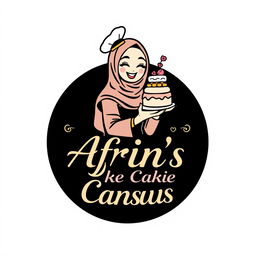 A luxurious and attractive line-style logo for a bakery named 'Afrin's Cake Canvas'