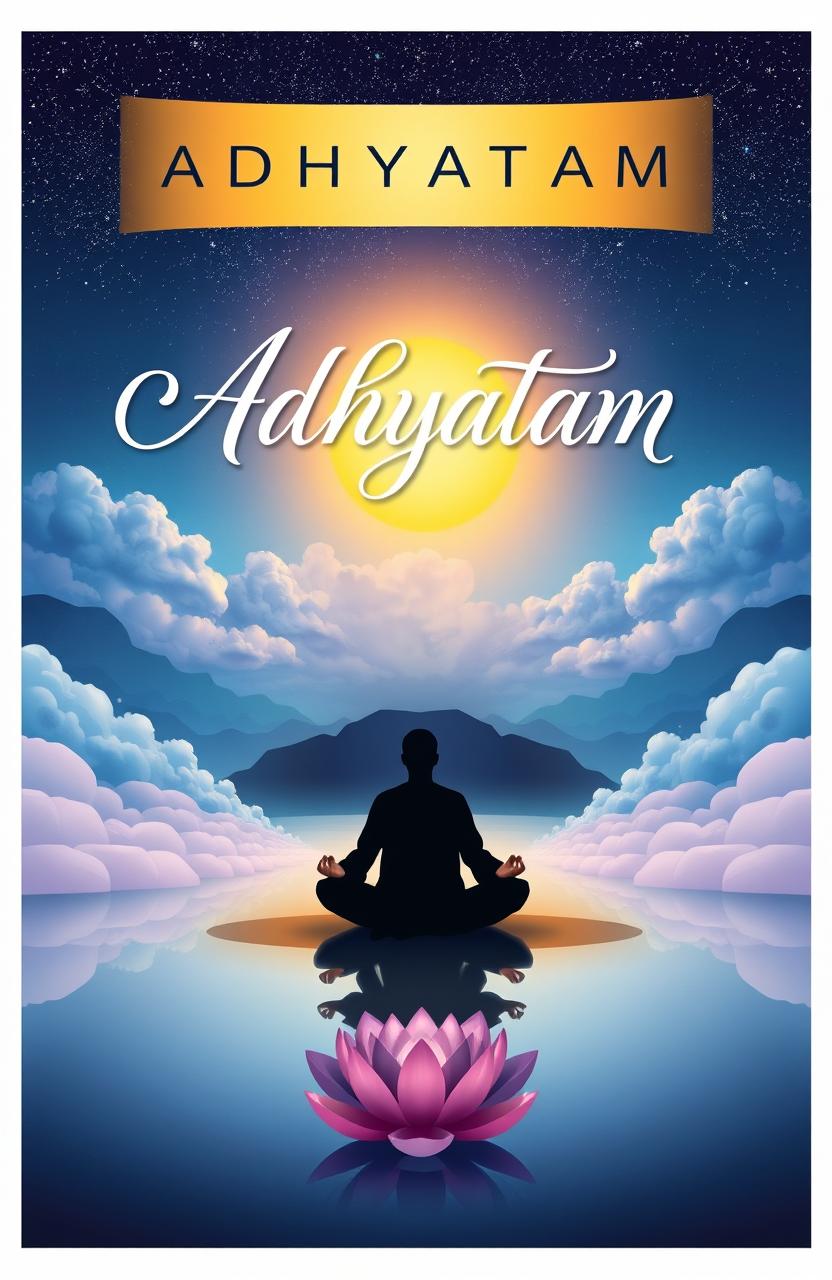 An artistic and thought-provoking cover for a poetry book, embodying the concept of 'adhyatam' (spirituality)