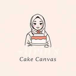 A luxurious and attractive line-style logo for a bakery named 'Afrin's Cake Canvas'