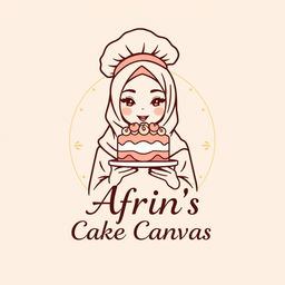 A luxurious and attractive line-style logo for a bakery named 'Afrin's Cake Canvas'