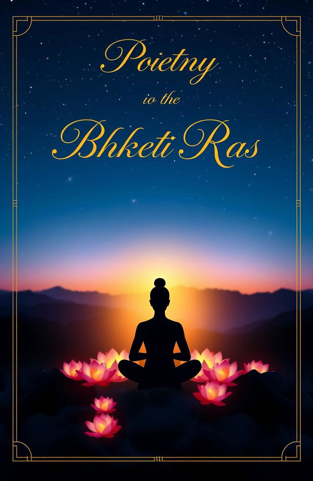 A serene and captivating poetry book cover featuring elements of Adhyatma (spirituality) and Bhakti Ras (devotional sentiment)