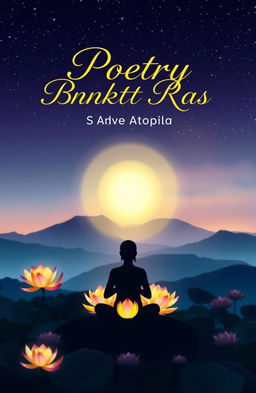 A serene and captivating poetry book cover featuring elements of Adhyatma (spirituality) and Bhakti Ras (devotional sentiment)