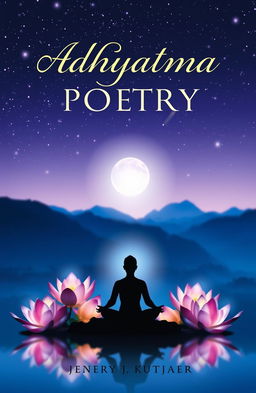 A serene and captivating poetry book cover featuring elements of Adhyatma (spirituality) and Bhakti Ras (devotional sentiment)