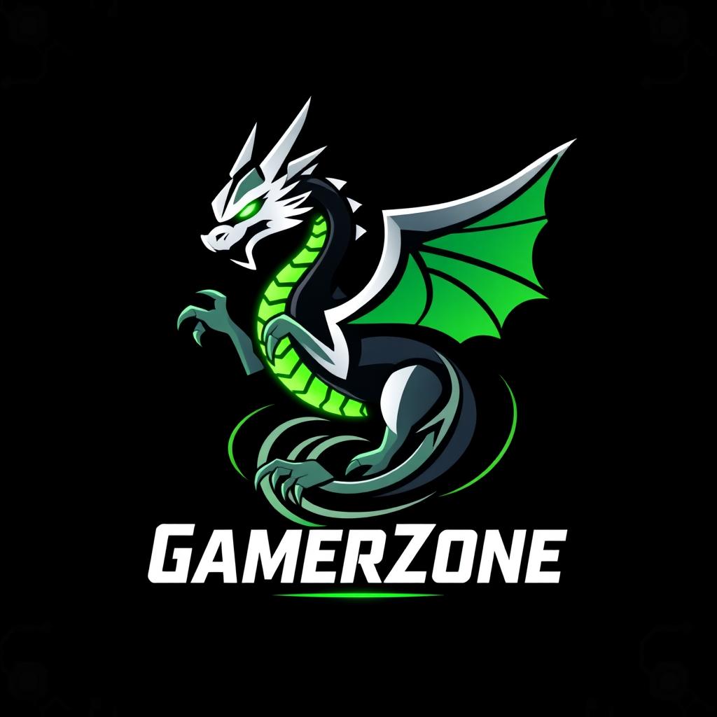 A modern and dynamic gaming logo featuring a stylized dragon symbolizing power and agility