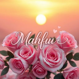 A beautifully romantic theme centered around the name 'Mahfuz' with symbols and imagery of love