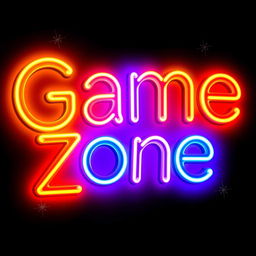 A vibrant and eye-catching neon sign reading 'Game Zone' in a stylish glowing glass string light design