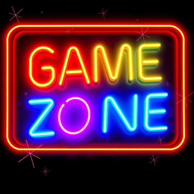 A vibrant and eye-catching neon sign reading 'Game Zone' in a stylish glowing glass string light design