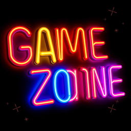 A vibrant and eye-catching neon sign reading 'Game Zone' in a stylish glowing glass string light design