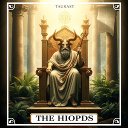 A serene, mystical scene representing Taurus as The Hierophant from tarot cards