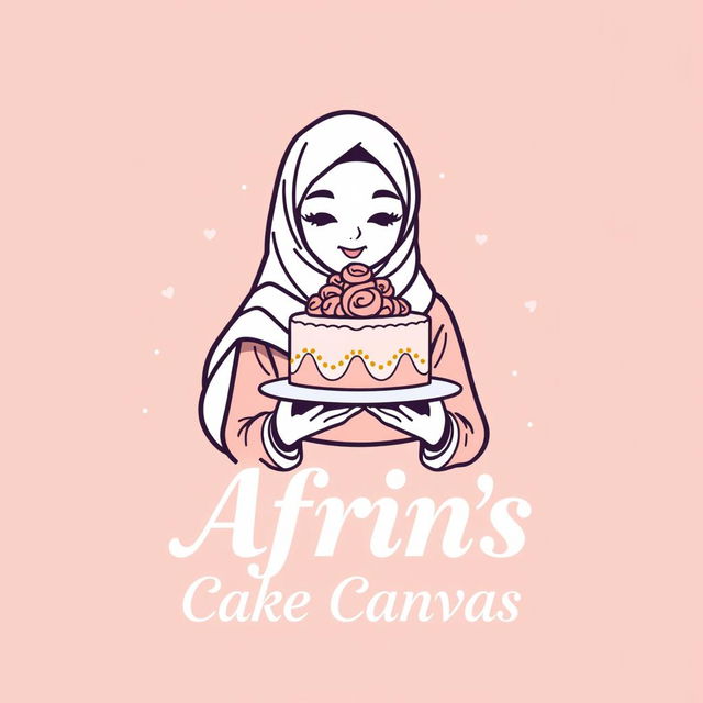 A luxury and attractive line-style logo for a bakery named 'Afrin's Cake Canvas'