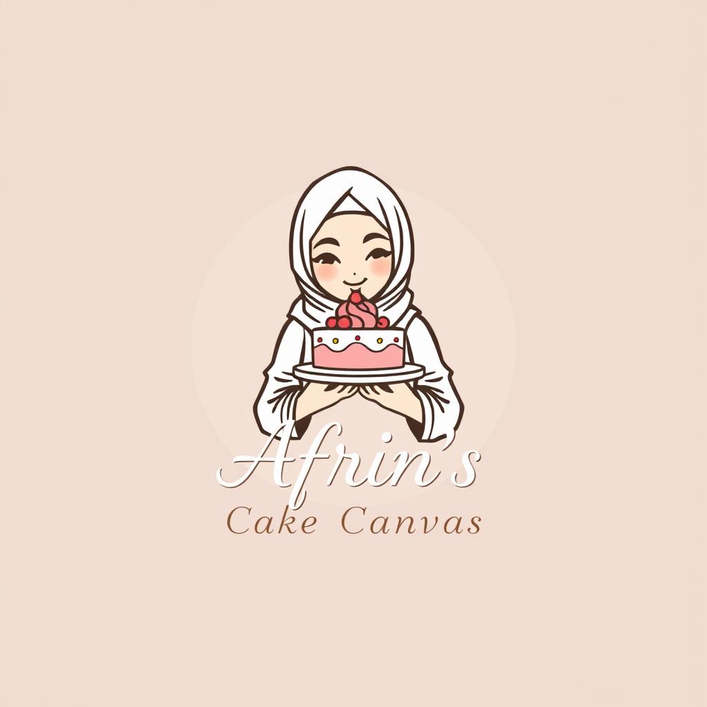 A luxury and attractive line-style logo for a bakery named 'Afrin's Cake Canvas'