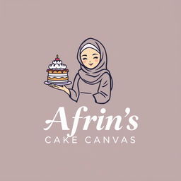 A luxury and attractive line-style logo for a bakery named 'Afrin's Cake Canvas'