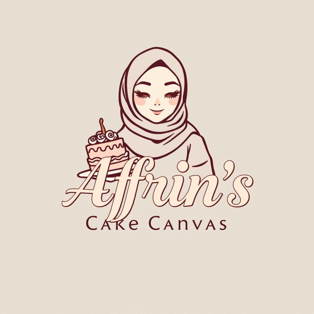 A luxurious and attractive line-style logo for a bakery named 'Afrin's Cake Canvas'