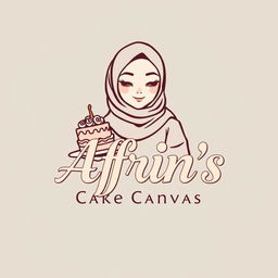 A luxurious and attractive line-style logo for a bakery named 'Afrin's Cake Canvas'