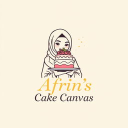 A luxurious and attractive line-style logo for a bakery named 'Afrin's Cake Canvas'