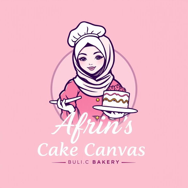 A luxurious and attractive line-style logo for a bakery named 'Afrin's Cake Canvas'