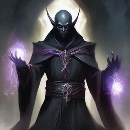 A high-quality digital art image featuring a dark elf necromancer