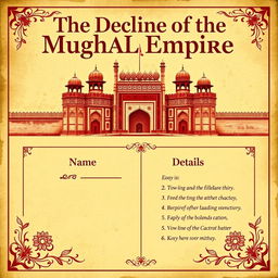 An engaging cover page for a history project focused on the decline of the Mughal Empire