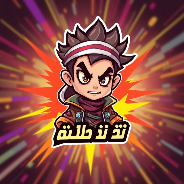 Design a young Arabic character for a Free Fire video game, depicted as a dynamic and insane icon or logo