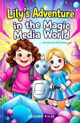 A colorful and whimsical book cover for 'Lily’s Adventure in the Magic Media World'
