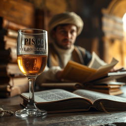 Close-up image featuring a pisco glass on the left side of the canvas