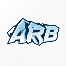 A sleek and modern logo design featuring the letters 'ARB' prominently, crafted to convey a sense of adventure and resilience suitable for a whiteout survival game