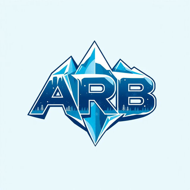 A sleek and modern logo design featuring the letters 'ARB' prominently, crafted to convey a sense of adventure and resilience suitable for a whiteout survival game