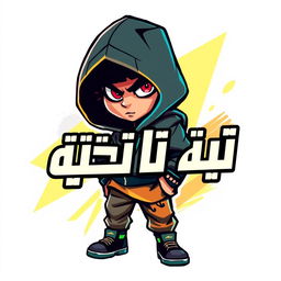 Create a young Arabic character depicted as a dynamic and insane icon or logo