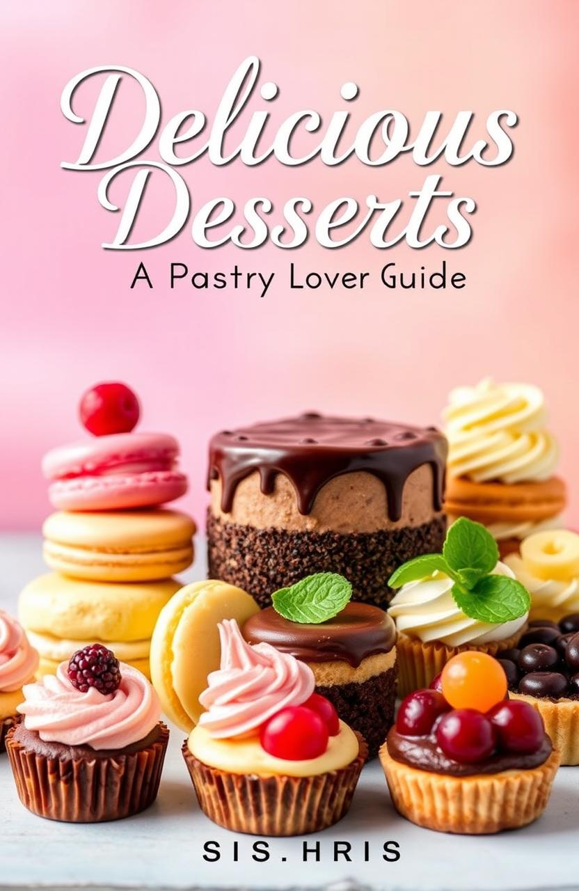 A stunning and colorful eBook cover for a pastry and dessert cookbook