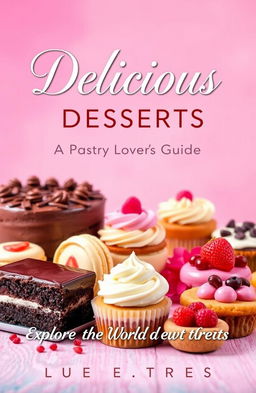 A stunning and colorful eBook cover for a pastry and dessert cookbook