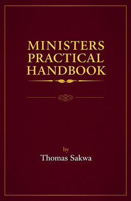 A title page design for 'Ministers Practical Handbook' by Thomas Sakwa, featuring a sophisticated and elegant layout