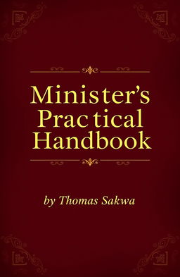 A title page design for 'Ministers Practical Handbook' by Thomas Sakwa, featuring a sophisticated and elegant layout