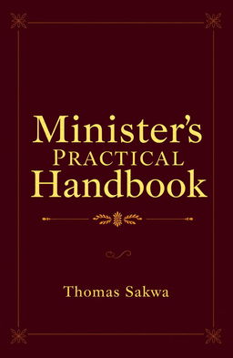 A title page design for 'Ministers Practical Handbook' by Thomas Sakwa, featuring a sophisticated and elegant layout