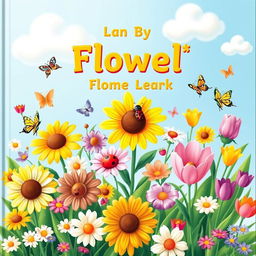 A charming children's book cover centered around a vibrant floral theme
