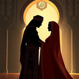 A beautiful and elegant piece of Muslim sensual art, featuring intricate geometric patterns and calligraphy