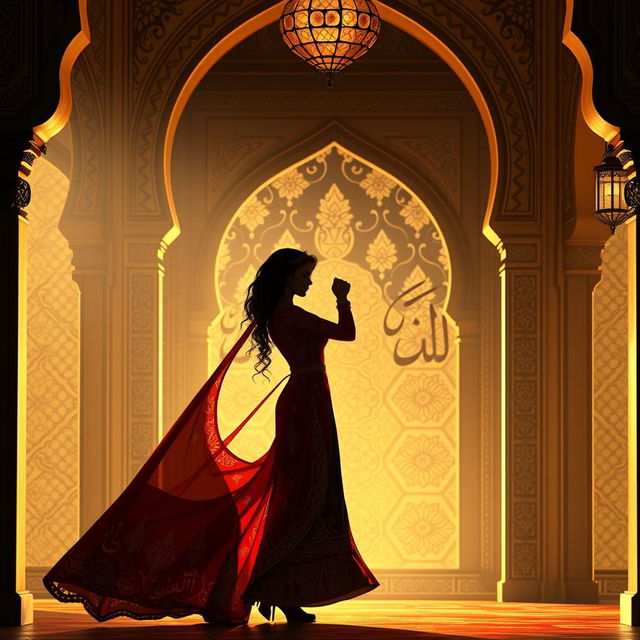 A beautiful and elegant piece of Muslim sensual art, featuring intricate geometric patterns and calligraphy