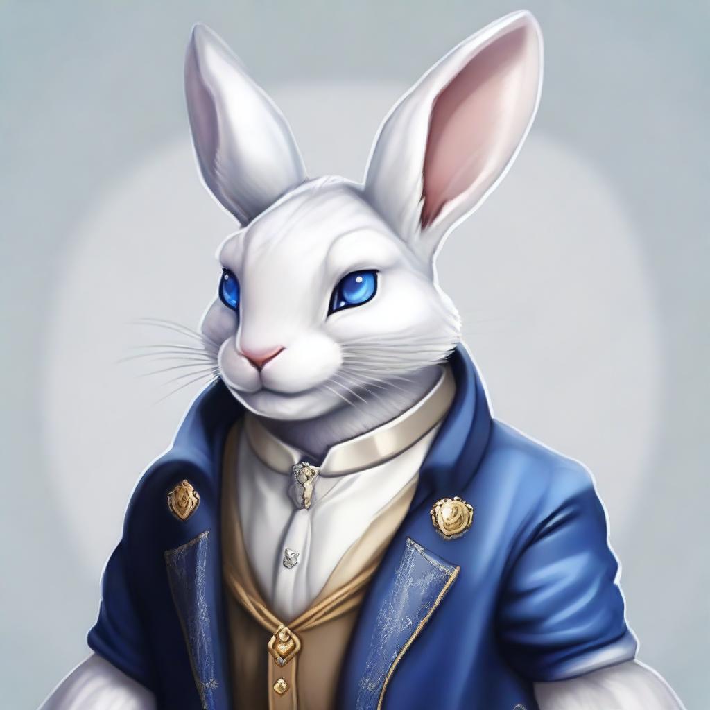 A high-quality digital art of a silver-furred rabbitfolk, inspired by DND rogue characters