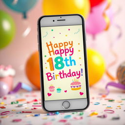 An artistic representation of a birthday wish on an iPhone, featuring a beautifully designed birthday greeting displayed on the screen