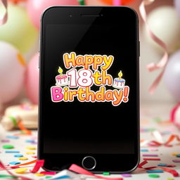 An artistic representation of a birthday wish on an iPhone, featuring a beautifully designed birthday greeting displayed on the screen