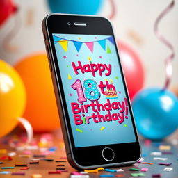 An artistic representation of a birthday wish on an iPhone, featuring a beautifully designed birthday greeting displayed on the screen